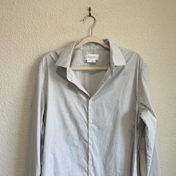 Ministry of Supply Shirt Mens Large Light Grey Long Sleeve Button Down Casual - Picture 2 of 10